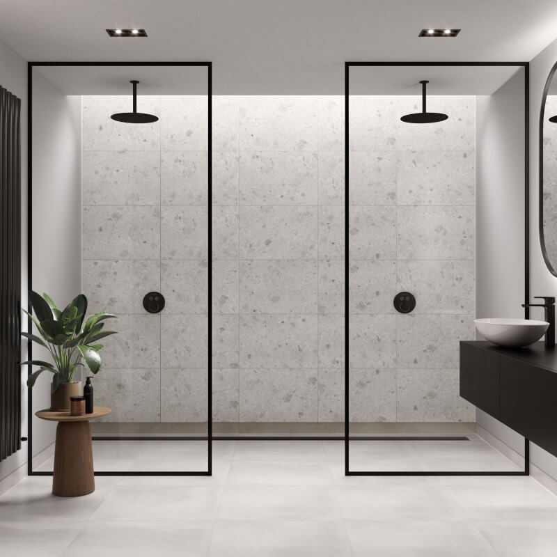 Multipanel Hydrolock White Terrazzo Tile Effect Shower Panel - 2400 x 598 x 11mm