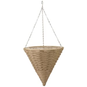 Smart Garden Mocha Faux Rattan Cone Hanging Basket - 14in
