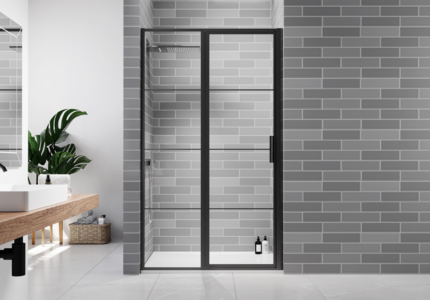 Nexa By Merlyn Hoxton 8mm Black Inline Hinge Door Only - 2000 x 1000mm