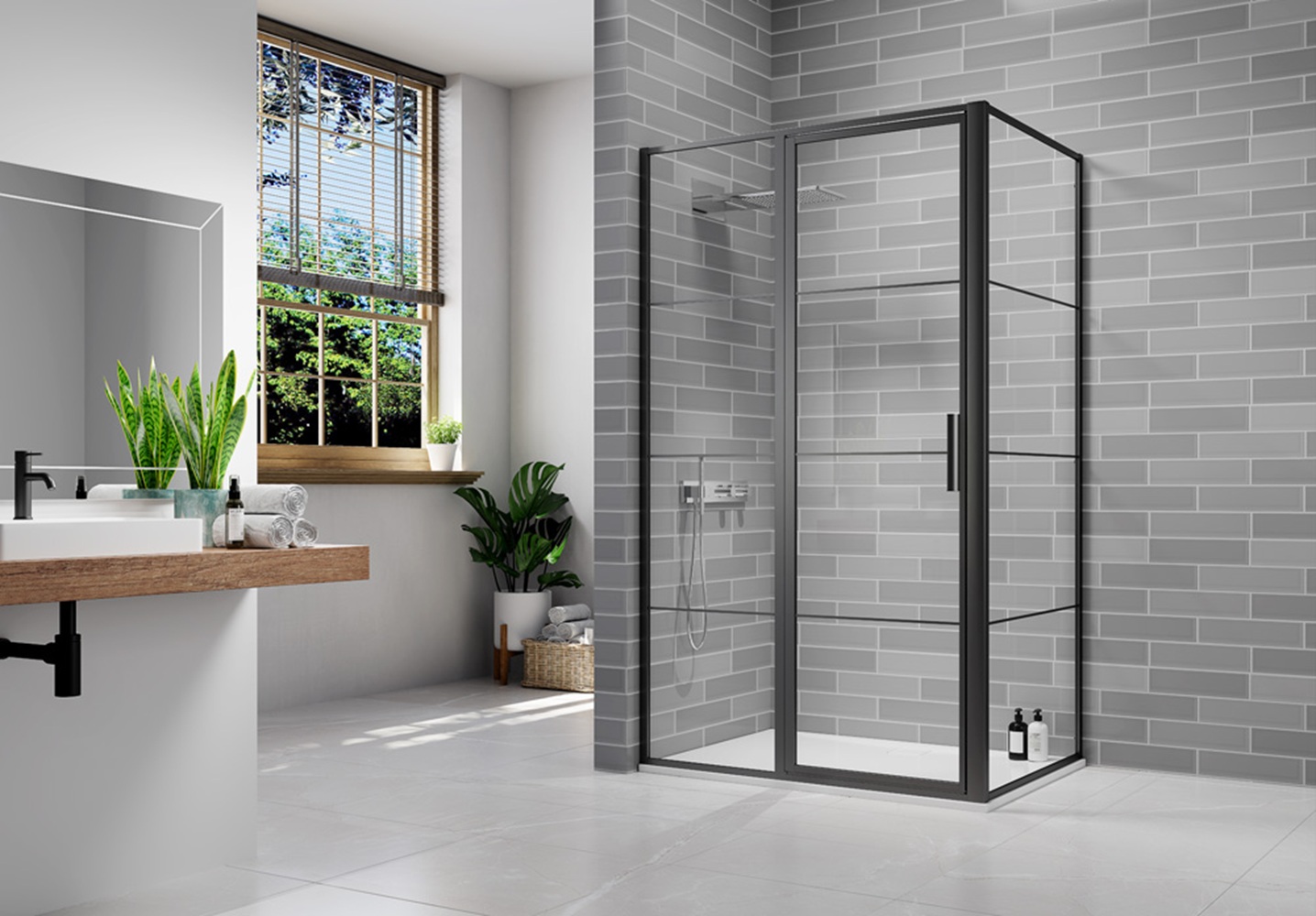 Nexa By Merlyn Hoxton 8mm Black Side Panel Only for Hoxton Hinge & Inline Door - 2000 x 800mm