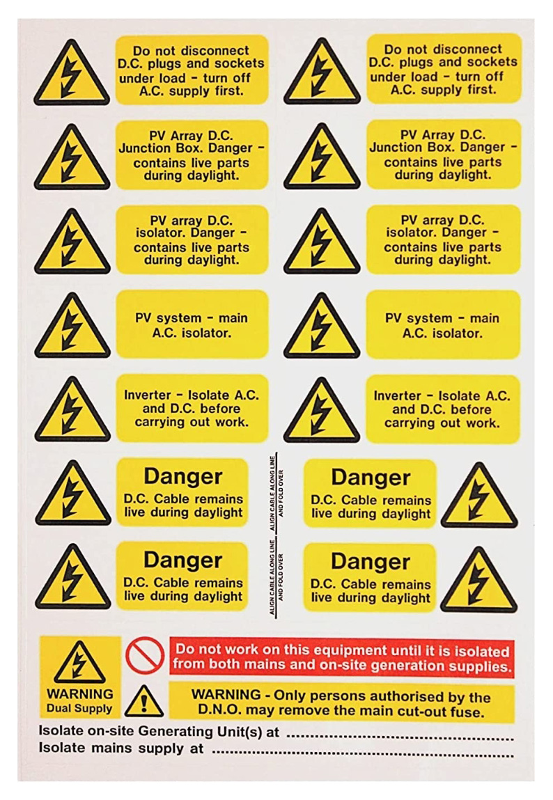 Industrial Signs IS8800SA PV Array Self Adhesive Vinyl Label Sets - Pack of 5