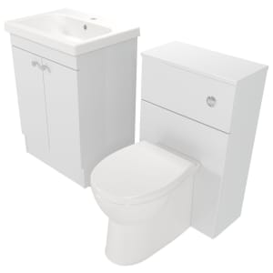 Deccado Benham Bright White 600mm Freestanding Vanity & 500mm Toilet Pan Unit with Basin Modular Combination