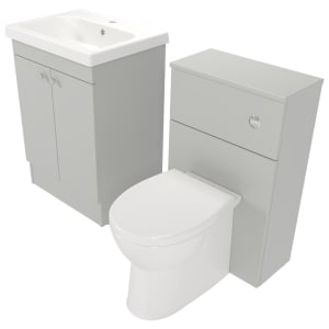 Deccado Benham Whisper Grey 600mm Freestanding Vanity & 500mm Toilet Pan Unit with Basin Modular Combination