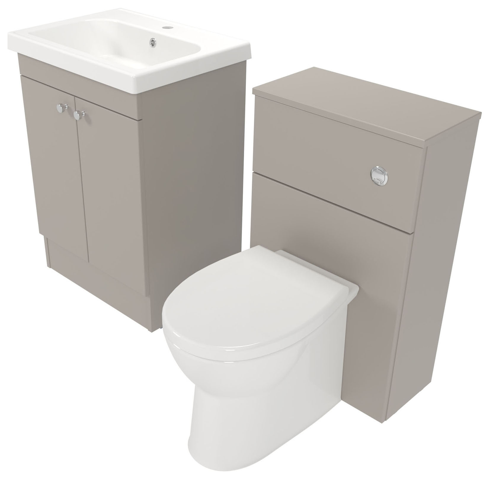 Deccado Benham Soft Suede 600mm Freestanding Vanity & 500mm Toilet Pan Unit with Basin Modular Combination