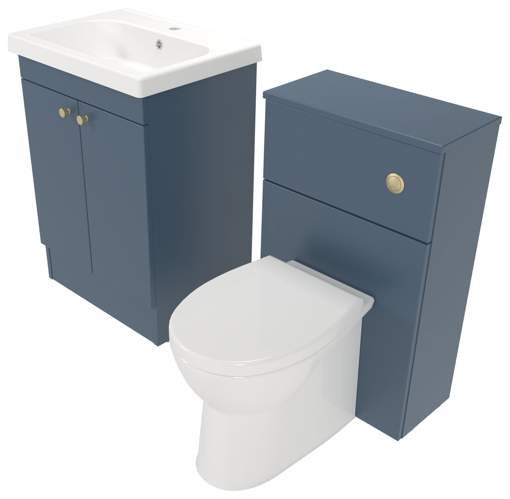 Deccado Benham Juniper Blue 600mm Freestanding Vanity & 500mm Toilet Pan Unit with Basin Modular Combination