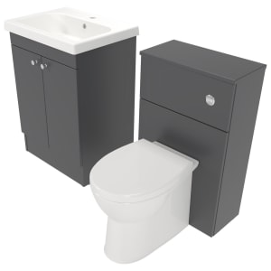 Deccado Benham Charcoal Grey 600mm Freestanding Vanity & 500mm Toilet Pan Unit with Basin Modular Combination