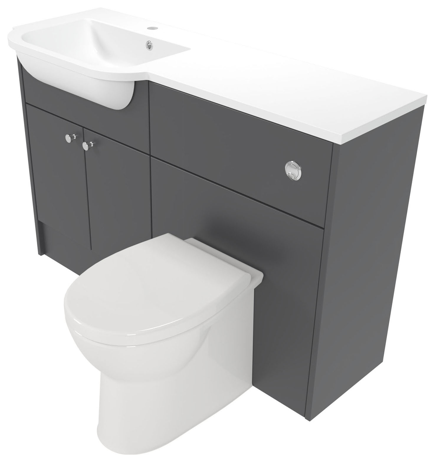 Deccado Benham Charcoal Grey 1200mm Fitted Vanity & Toilet Pan Unit Combination with Basin