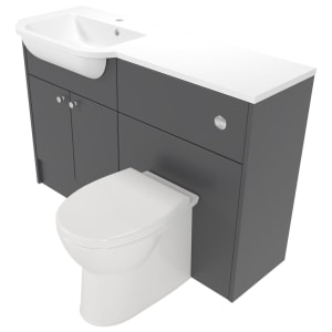 Deccado Benham Charcoal Grey 1200mm Fitted Vanity & Toilet Pan Unit Combination with Basin