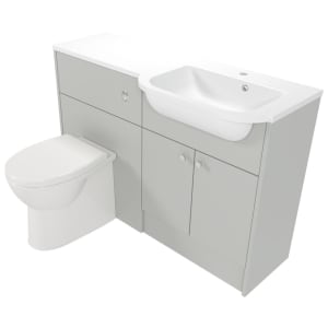 Deccado Benham Whisper Grey 1200mm Fitted Vanity & Toilet Pan Unit Combination with Basin