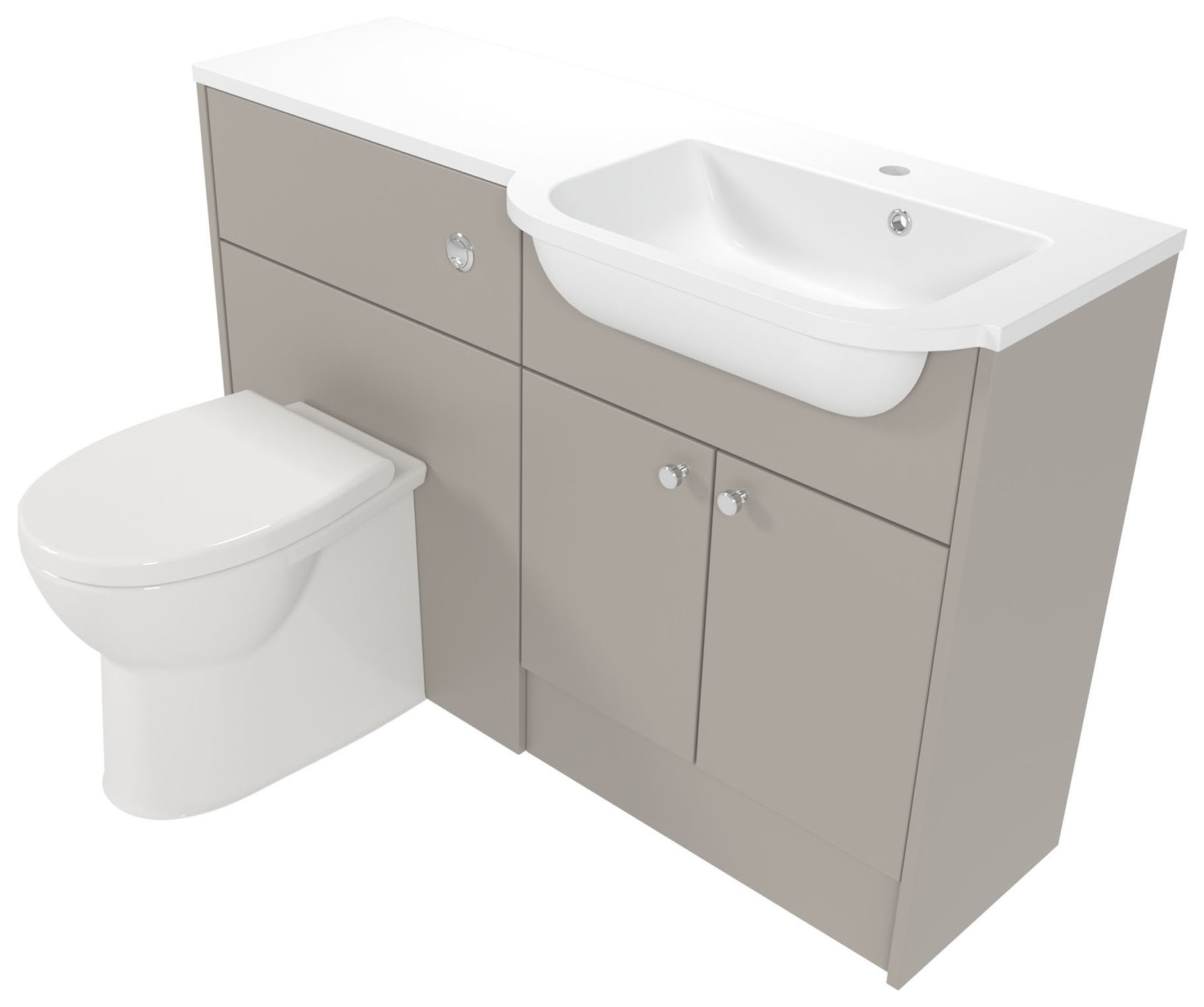 Deccado Benham Soft Suede 1200mm Fitted Vanity & Toilet Pan Unit Combination with Basin