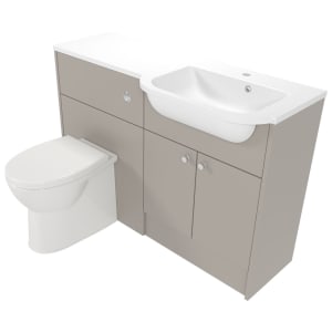 Deccado Benham Soft Suede 1200mm Fitted Vanity & Toilet Pan Unit Combination with Basin