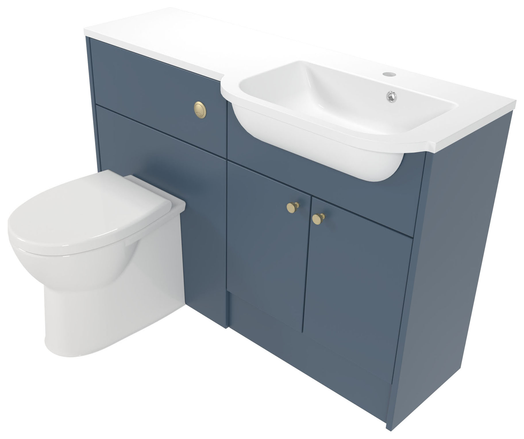 Deccado Benham Juniper Blue Right Hand 1200mm Fitted Vanity & Toilet Pan Unit Combination with Right Hand Basin