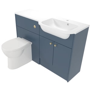 Deccado Benham Juniper Blue 1200mm Fitted Vanity & Toilet Pan Unit Combination with Basin