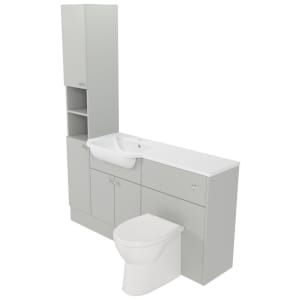 Deccado Benham Whisper Grey 1500mm Fitted Tower, Vanity & Toilet Pan Unit Combination with Basin