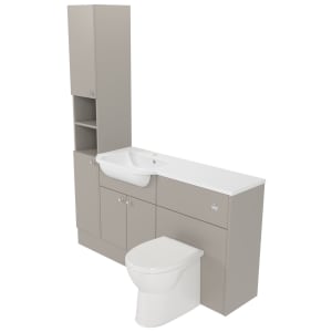 Deccado Benham Soft Suede 1500mm Fitted Tower, Vanity & Toilet Pan Unit Combination with Basin