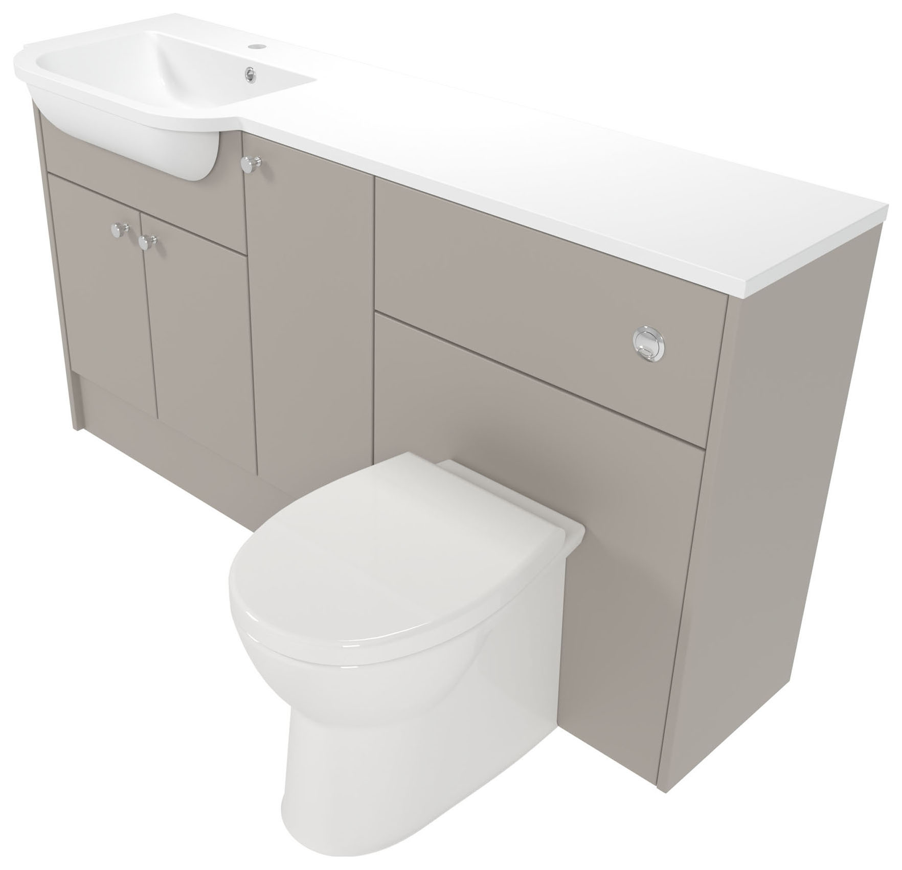 Deccado Benham Soft Suede Left Hand 1500mm Fitted Vanity & Toilet Pan Unit Combination with Left Hand Basin