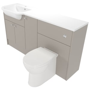 Deccado Benham Soft Suede 1500mm Fitted Vanity & Toilet Pan Unit Combination with Basin