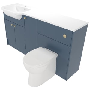 Deccado Benham Juniper Blue 1500mm Fitted Vanity & Toilet Pan Unit Combination with Basin