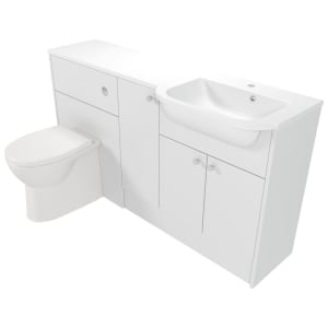 Deccado Benham Bright White 1500mm Fitted Vanity & Toilet Pan Unit Combination with Basin