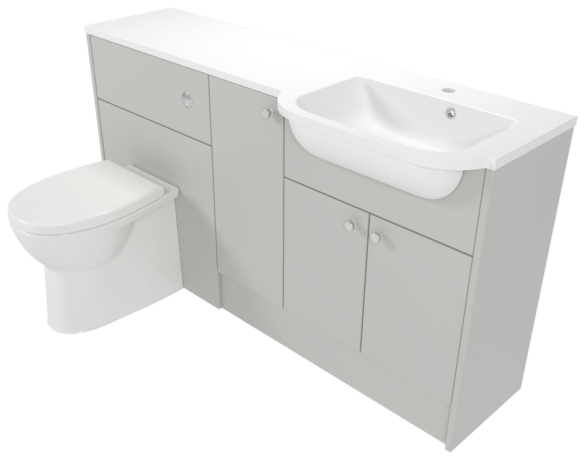 Deccado Benham Whisper Grey 1500mm Fitted Vanity & Toilet Pan Unit Combination with Basin