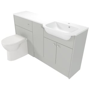 Deccado Benham Whisper Grey 1500mm Fitted Vanity & Toilet Pan Unit Combination with Basin