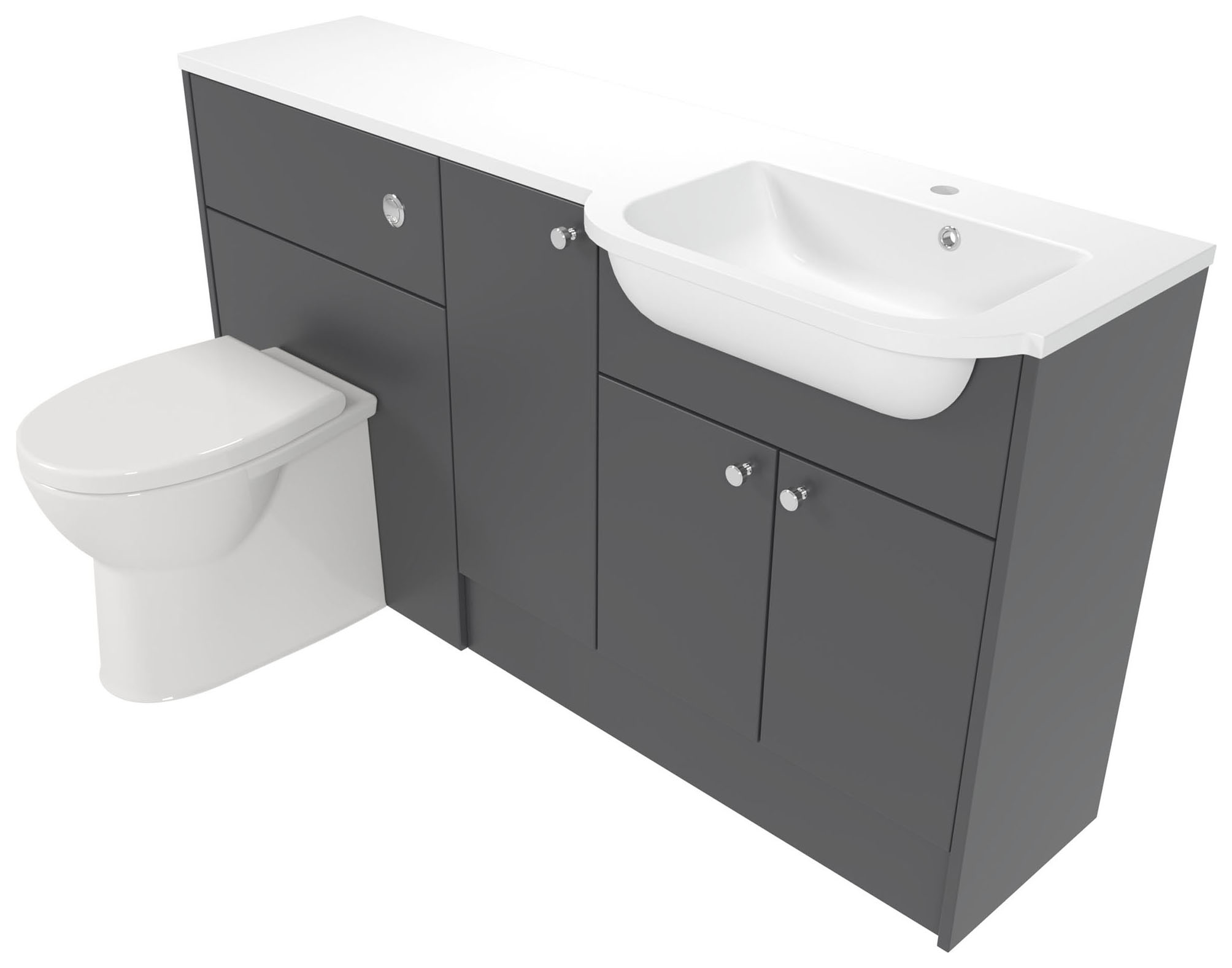 Deccado Benham Charcoal Grey 1500mm Fitted Vanity & Toilet Pan Unit Combination with Basin