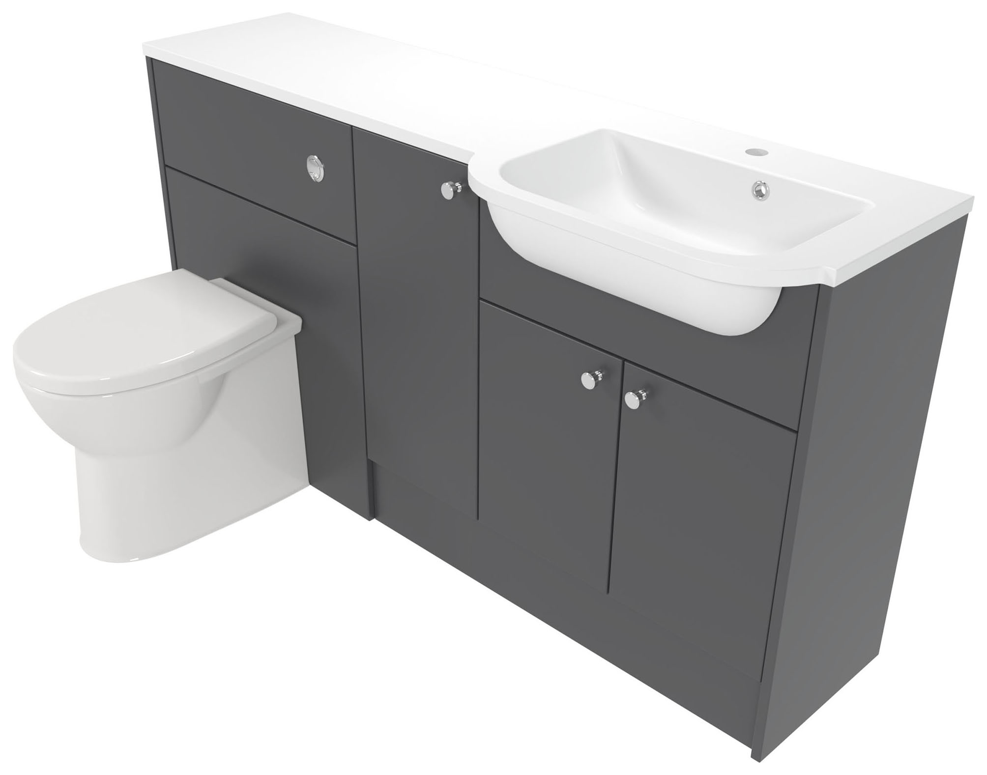 Deccado Benham Charcoal Grey Right Hand 1500mm Fitted Vanity & Toilet Pan Unit Combination with Right Hand Basin