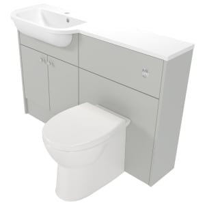 Deccado Benham Whisper Grey 1200mm Slimline Fitted Vanity & Toilet Pan Unit Combination with Basin