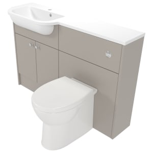Deccado Benham Soft Suede 1200mm Slimline Fitted Vanity & Toilet Pan Unit Combination with Basin