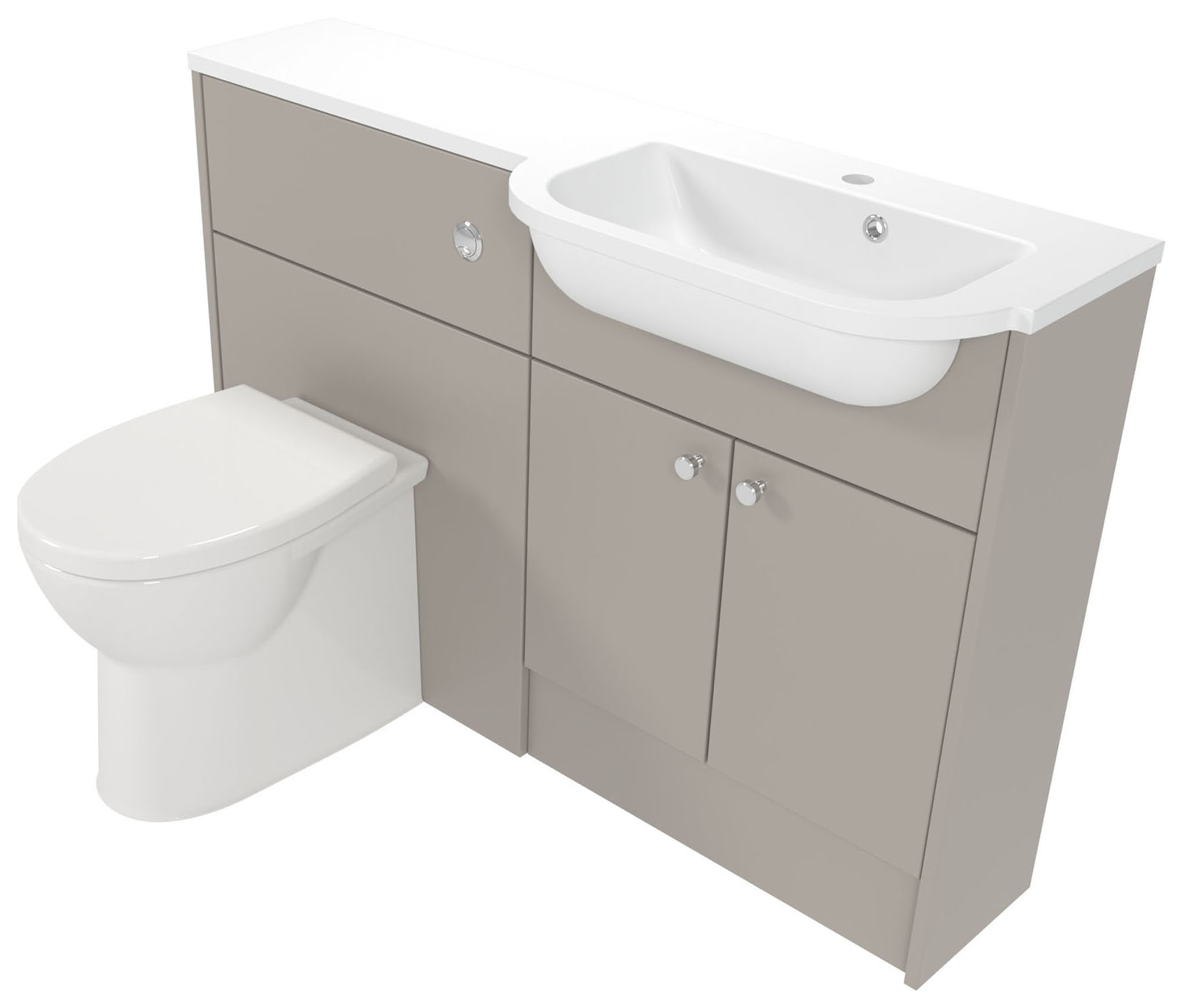Deccado Benham Soft Suede Right Hand 1200mm Slimline Fitted Vanity & Toilet Pan Unit Combination with Right Hand Basin