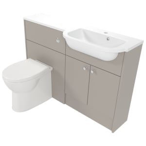 Deccado Benham Soft Suede 1200mm Slimline Fitted Vanity & Toilet Pan Unit Combination with Basin