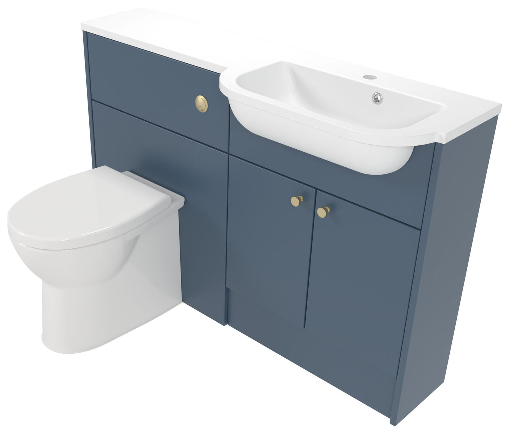 Deccado Benham Juniper Blue 1200mm Slimline Fitted Vanity & Toilet Pan Unit Combination with Basin