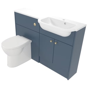 Deccado Benham Juniper Blue 1200mm Slimline Fitted Vanity & Toilet Pan Unit Combination with Basin
