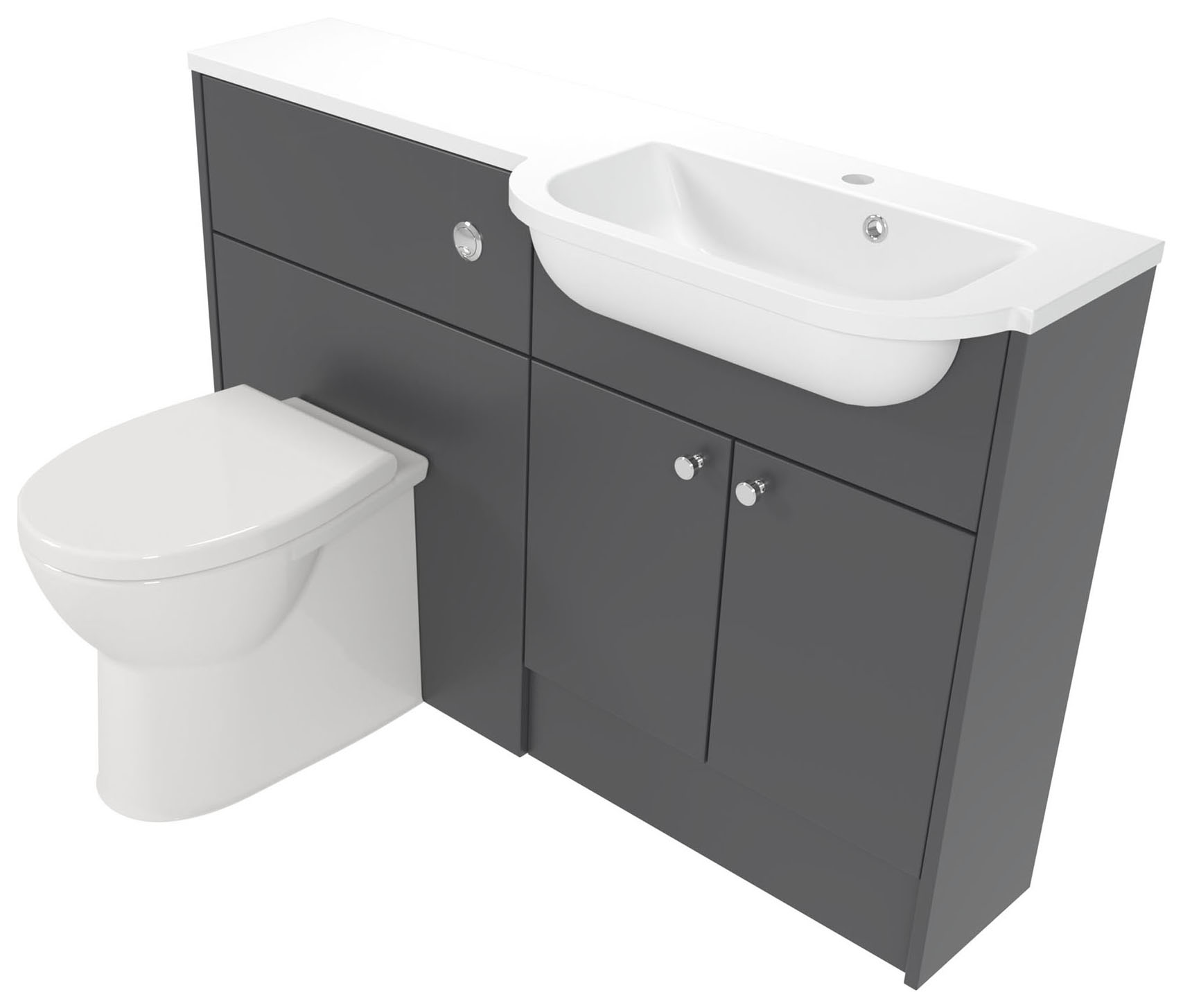 Deccado Benham Charcoal Grey Right Hand 1200mm Slimline Fitted Vanity & Toilet Pan Unit Combination with Right Hand Basin
