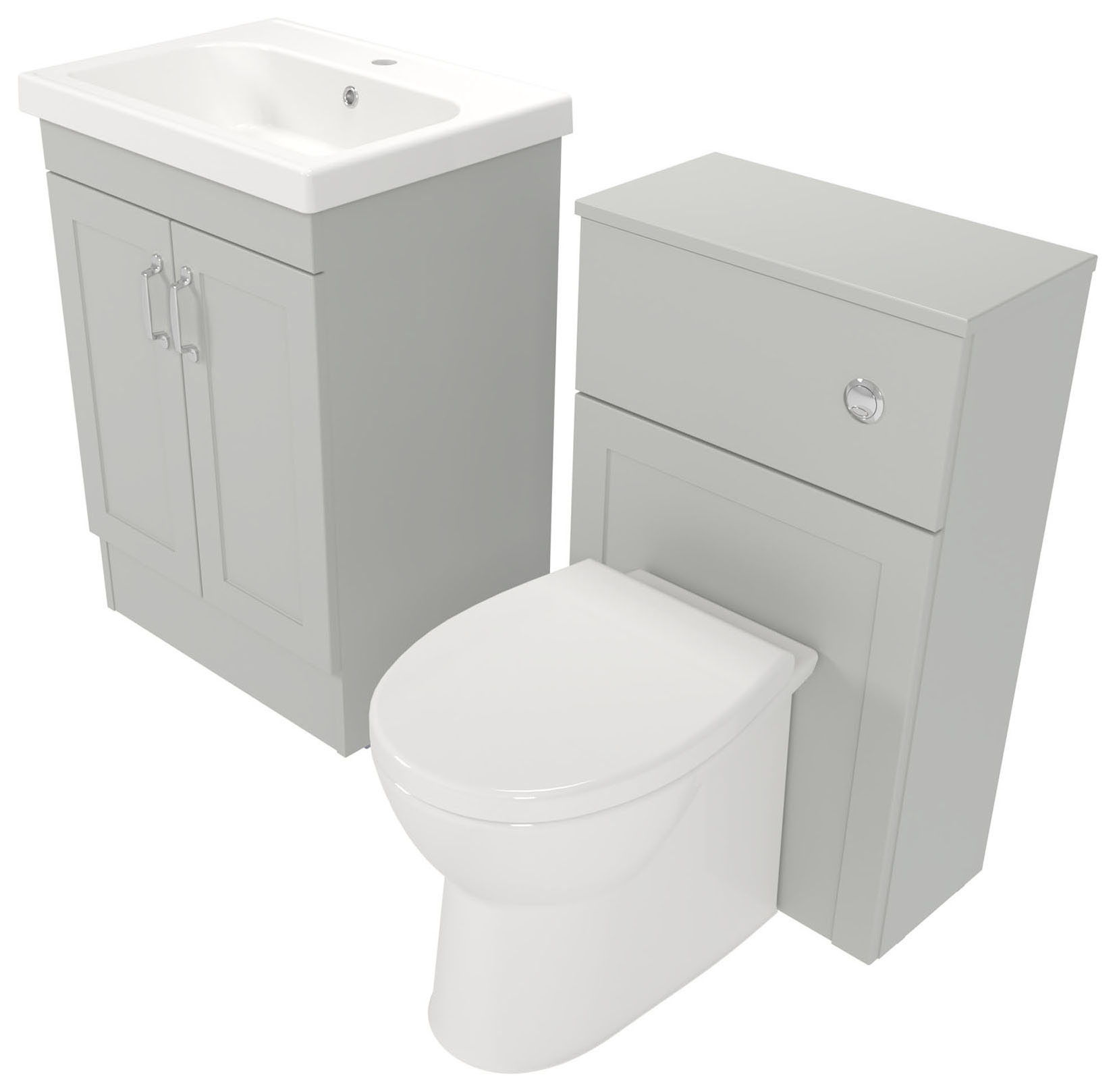 Deccado Padworth Whisper Grey 600mm Freestanding Vanity & 500mm Toilet Pan Unit with Basin Modular Combination