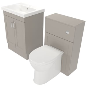 Deccado Padworth Soft Suede 600mm Freestanding Vanity & 500mm Toilet Pan Unit with Basin Modular Combination
