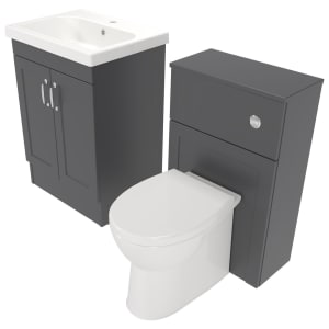 Deccado Padworth Charcoal Grey 600mm Freestanding Vanity & 500mm Toilet Pan Unit with Basin Modular Combination