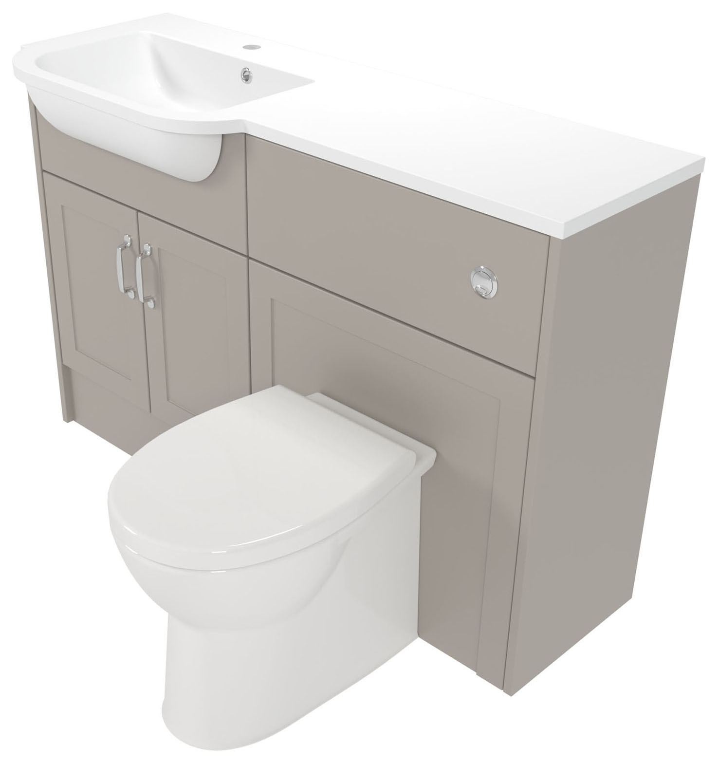 Deccado Padworth Soft Suede 1200mm Fitted Vanity & Toilet Pan Unit Combination with Basin