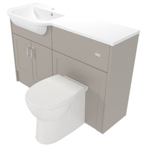 Deccado Padworth Soft Suede 1200mm Fitted Vanity & Toilet Pan Unit Combination with Basin