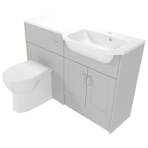 Deccado Padworth Whisper Grey 1200mm Fitted Vanity & Toilet Pan Unit Combination with Basin