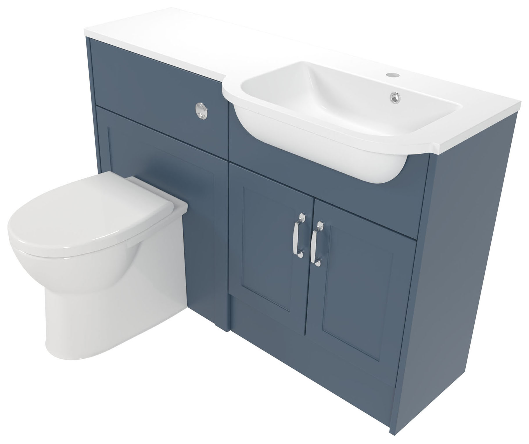 Deccado Padworth Juniper Blue Right Hand 1200mm Fitted Vanity & Toilet Pan Unit Combination with Right Hand Basin