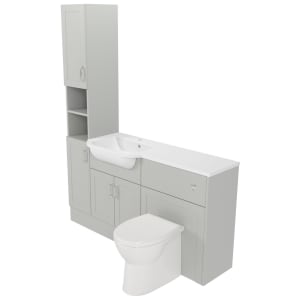 Deccado Padworth Whisper Grey 1500mm Fitted Tower, Vanity & Toilet Pan Unit Combination with Basin
