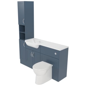 Deccado Padworth Juniper Blue 1500mm Fitted Tower, Vanity & Toilet Pan Unit Combination with Basin