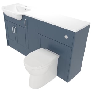 Deccado Padworth Juniper Blue 1500mm Fitted Vanity & Toilet Pan Unit Combination with Basin