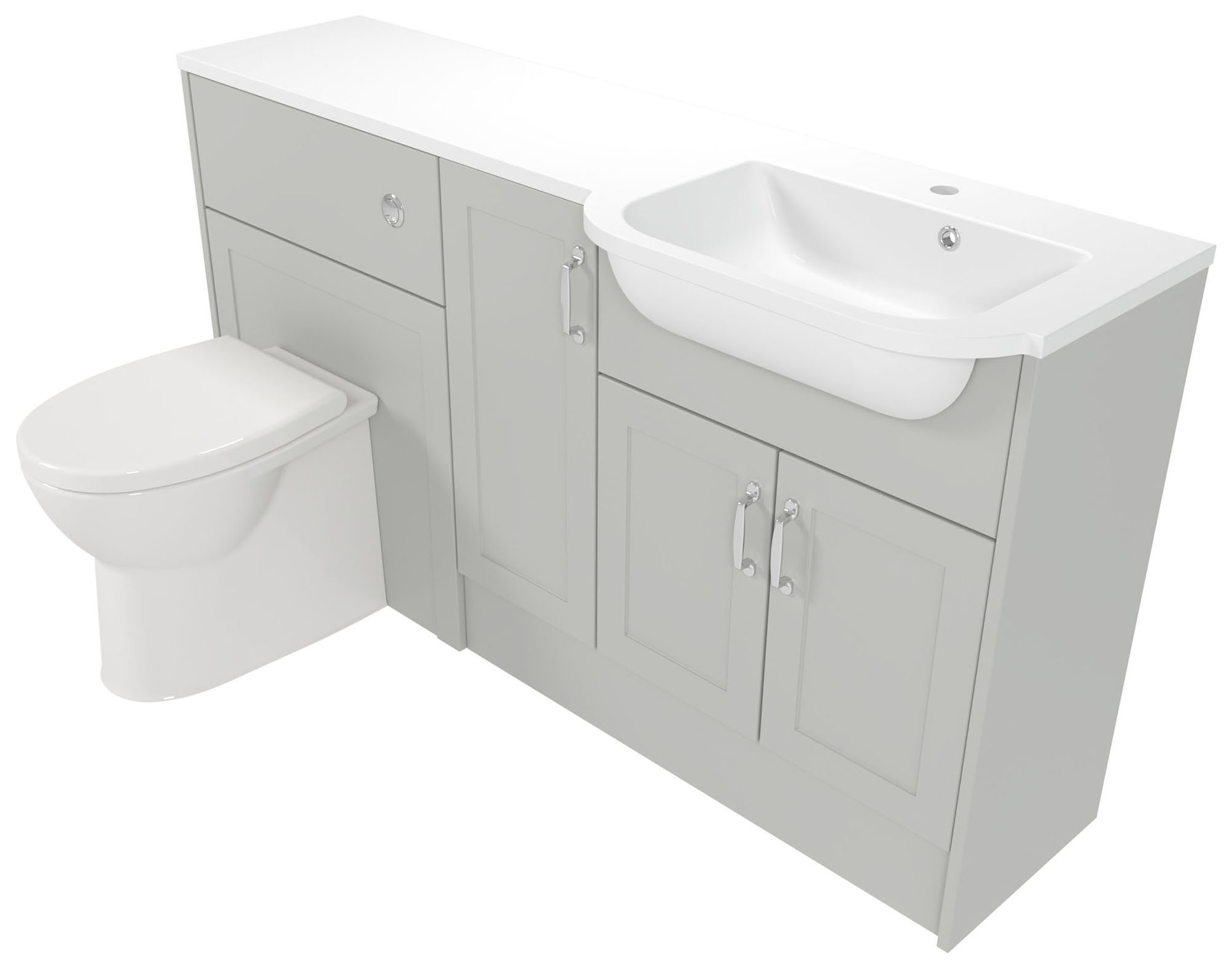 Deccado Padworth Whisper Grey 1500mm Fitted Vanity & Toilet Pan Unit Combination with Basin