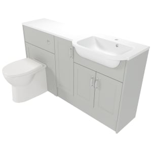 Deccado Padworth Whisper Grey 1500mm Fitted Vanity & Toilet Pan Unit Combination with Basin