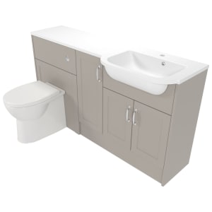 Deccado Padworth Soft Suede 1500mm Fitted Vanity & Toilet Pan Unit Combination with Basin