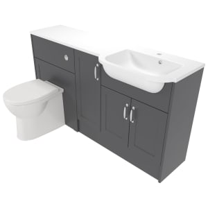 Deccado Padworth Charcoal Grey 1500mm Fitted Vanity & Toilet Pan Unit Combination with Basin