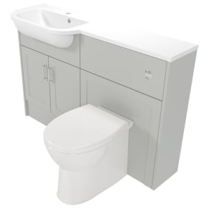 Deccado Padworth Whisper Grey 1200mm Slimline Fitted Vanity & Toilet Pan Unit Combination with Basin