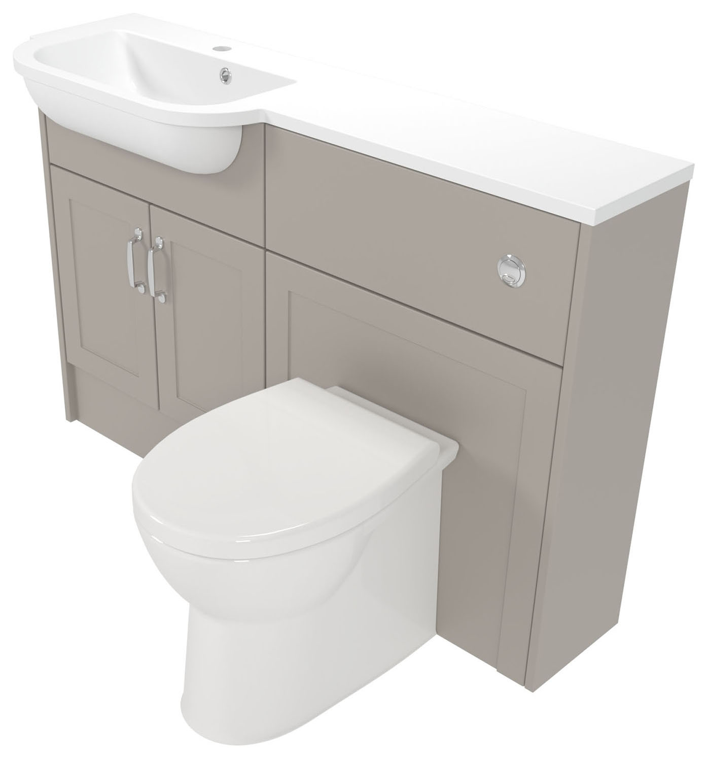 Deccado Padworth Soft Suede Left Hand 1200mm Slimline Fitted Vanity & Toilet Pan Unit Combination with Left Hand Basin